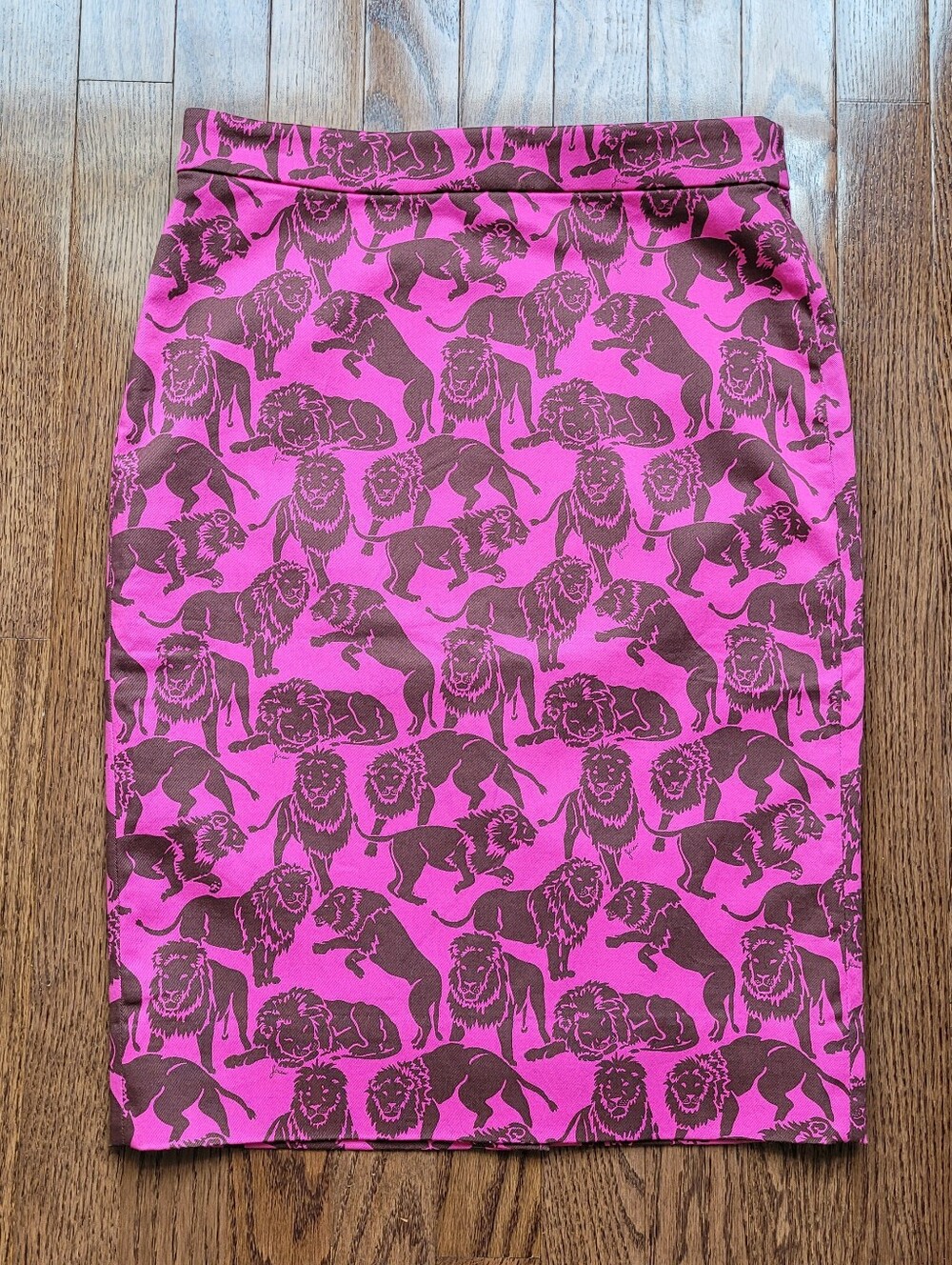 J. Crew Pink and Brown Lion-Print Pencil Skirt